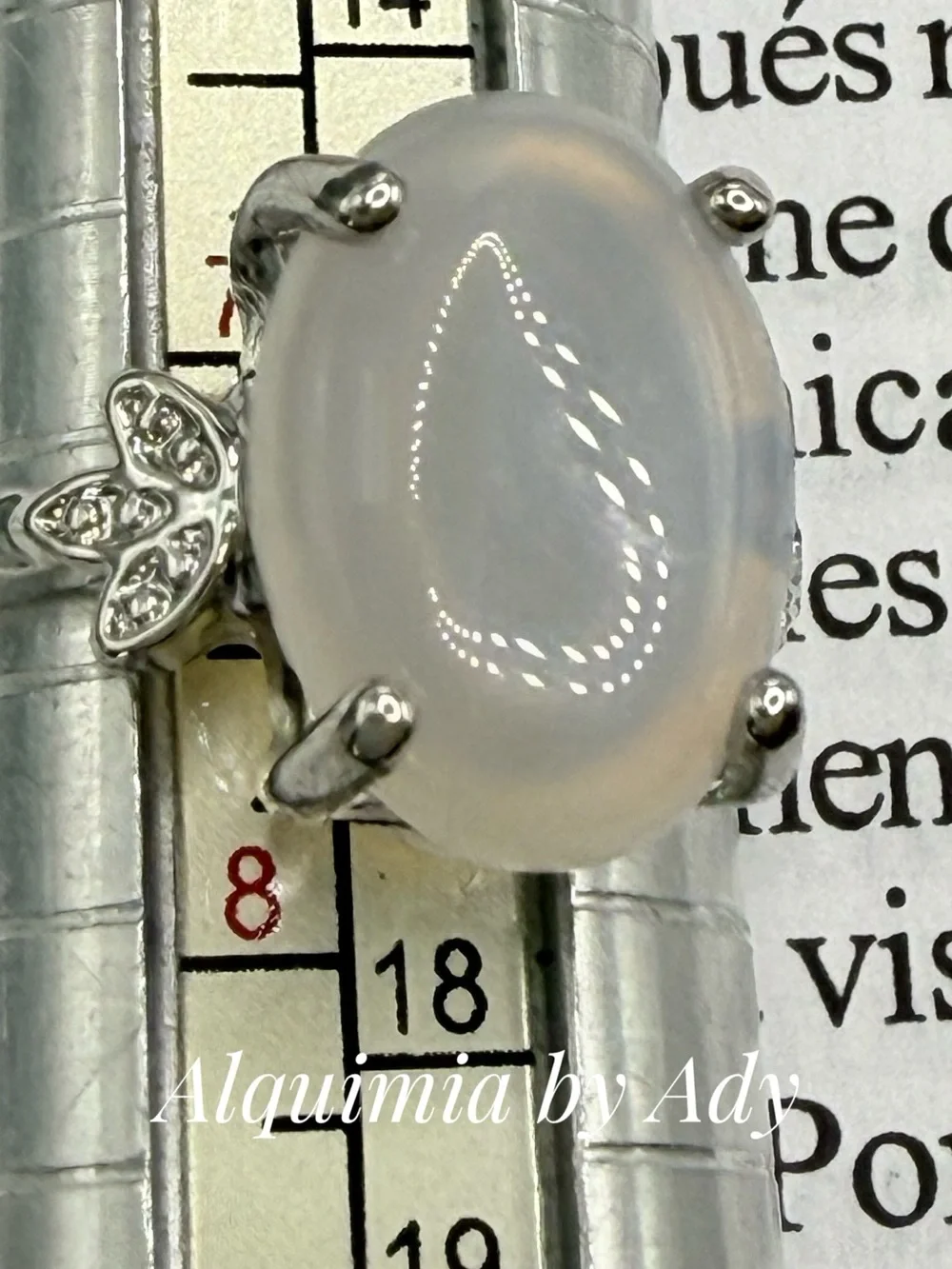 White Moonstone Oval Ring - Elegant Silver Setting